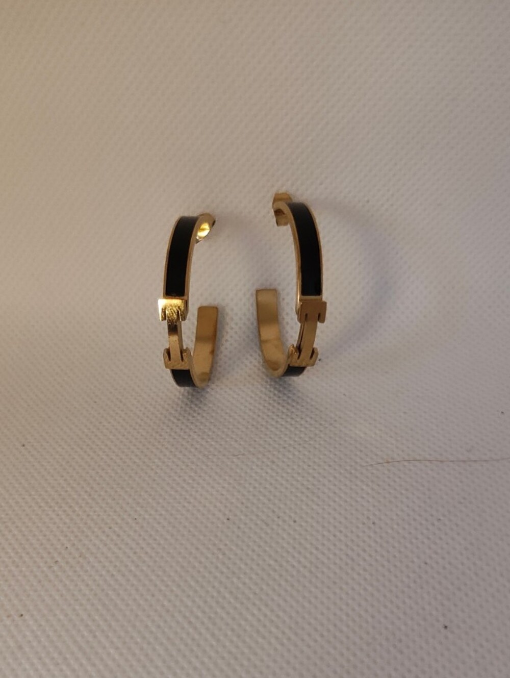 Gold and Black Hoop Earrings - Women Accessories